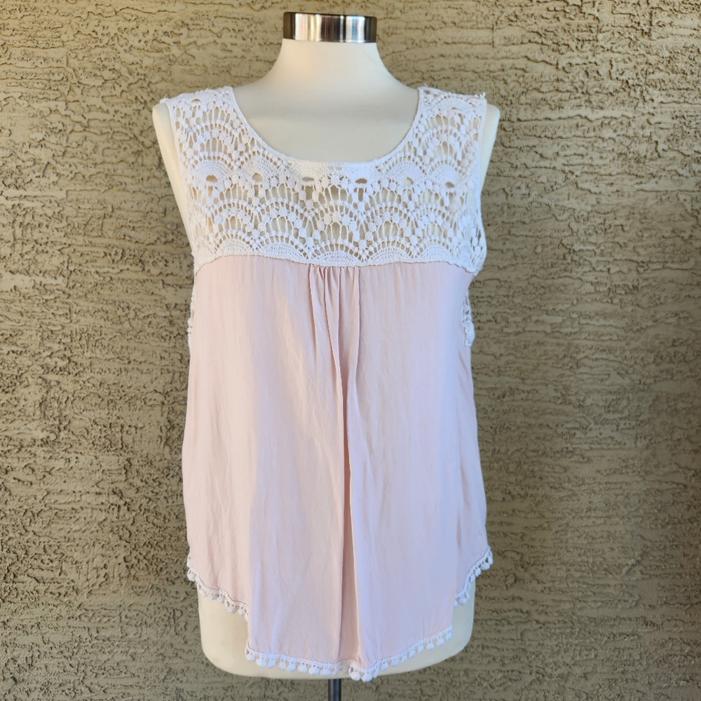 Cozy casual pink and lace top